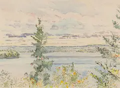 Waskesui Lake from the Viewpoint by Dorothy Knowles, 1988, watercolour on paper, sold Jun 2026