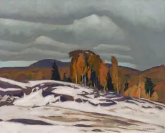 Early Snow by A. J. Casson, oil on board, sold May 2026