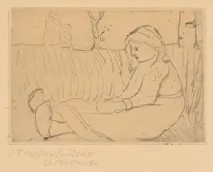Sitzendes Kind by Paula Modersohn-Becker, Um 1900, Kaltnadel auf Velin, sold Aug 2020
