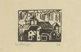 Kirche und Dorf by Lyonel Feininger, 1918, Holzschnitt auf Japan, sold Dec 2018
