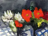 Mohn und Margariten by Klaus Fußmann, 1984, Aquarell und Gouache auf Papier (aus einem Skizzenblock), sold Nov 2014