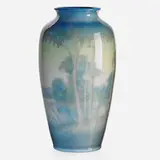 Edward T. Hurley for Rookwood Pottery, Jewel Porcelain Scenic Vase
