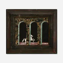 Untitled by Richard Blow, c. 1960, hand-cut hardstone inlay in artist's frame, sold Jun 2023