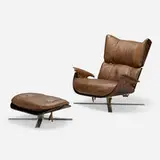 Paulistana armchair and ottoman by Jorge Zalszupin, 1959-1965, leather, jacaranda, chrome-plated steel, brass, sold Jun 2023