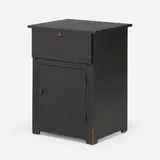 Early cabinet from the artist's cabin, Bearsville, New York by Paul Theodore Frankl, c. 1925, lacquered wood, patinated brass, sold Jun 2023
