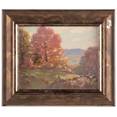 Autumn Maple by Thomas R. Curtin, oil on board9 1/2jin x 8in (24 cm x 20cm)Framed: 13 1/2in. x 11 1/2in (35cm. x 3, offered Jun 2025
