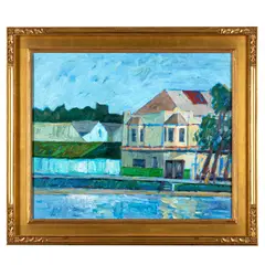 Houses by Lundy Siegriest, Oil on canvasUnsignedCanvas: 20in. x 24in (50 cm. x 60 cm)Frame: 26.5in. x 31in, offered Jun 2025