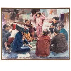 (Chinese b.1938)'Gamblers' by Wai Ming, oil on canvassigned, offered Jun 2025