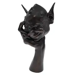 Untitled by David Goode, Bronze Sculpture'The Thinker'Bronze goblin bust in hand.Signed, offered Apr 2025