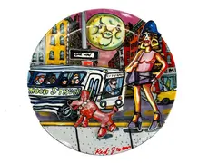 Approx dimensions: 10.75 in Dia x 1.5 in D. Weight: 2.7 lbs. Â Red Grooms is an American artist known for his painted- by Red Grooms, collage sculptures of both fictional and observed scenes. Characterized by his d, offered Feb 2024