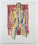 Naked Male - Back by Onni Saari, Gouache on paper, offered Dec 2024