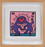Untitled - Dr. Winkie Wedding Invitation by Keith Haring, 1988, Serigraph on canvas and invitation text on verso, offered Dec 2024