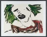 Expressionist Portrait by Jose Mateo Mas, Acrylic on paper, offered Dec 2024
