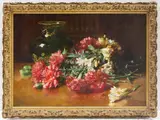 Still Life Flowers and Vase by Emma Levina Swan, Oil on canvas, offered Dec 2024
