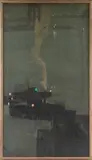 Tug boats at Night (East River, Brooklyn Bridge NYC) by Frank Usher de Voll, Oil on canvas, offered Dec 2024