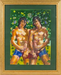 Airbrush and by Richard Taddei, gouache on paper, offered Oct 2024