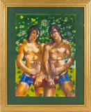Airbrush and by Richard Taddei, gouache on paper, offered Oct 2024