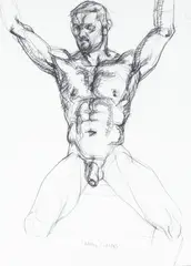 Standing Nude with Arms Above Head by Larry R. Collins, Charcoal on paper, offered Oct 2024
