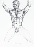 Standing Nude with Arms Above Head by Larry R. Collins, Charcoal on paper, offered Oct 2024
