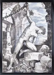 Baths of Antoninus by Richard Taddei, Ink and gouache on paper, offered Oct 2024