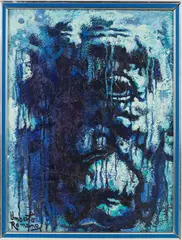 Blue Abstract by Umberto Romano, Oil on canvas, offered Oct 2024