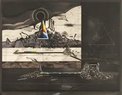 Requiem Pour Une Ville Morte (Requiem for a Dead City) by Assadour Bezdikian, 1980, Etching with hand done watercolor additions, offered Oct 2024