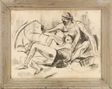 Reclining figures at the Beach by André Dunoyer de Segonzac, ink on paper, offered Oct 2024