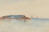 Horizon with Ships by Edmund Arthur Harvey, 1990, Watercolor, offered Oct 2024