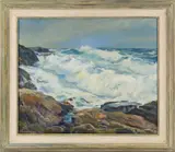 Crashing Waves Seascape by Isabelle A. Feehan, Oil on canvas, offered Oct 2024