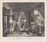 The Distressed Poet (1740) by William Hogarth, Engraving, offered Oct 2024