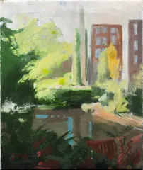 City Scene by Richard McElroy, Oil on canvas, offered Oct 2024