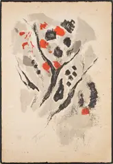 Untitled Abstract in Gray and Red by Pierre Tal-Coat, Lithograph, offered Oct 2024