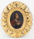Mary Magdalene by Luigi Bigazzi, Oil on oval shaped panel in an ornate gilded carved, offered Oct 2024