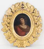 A Noblewoman by Luigi Bigazzi, Oil on oval shaped panel, offered Oct 2024