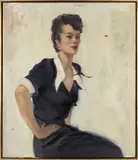Woman in Black by Robert Charles Haun, Oil on canvas, offered Oct 2024