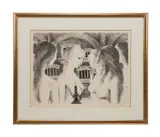 La Voute (The Vault) by Paul Delvaux, 1973, lithograph on paper, sold Apr 2024