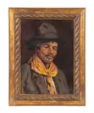Untitled (Portrait of an Algerian Man) by G. Schuster, 1928, oil on board, sold Apr 2024