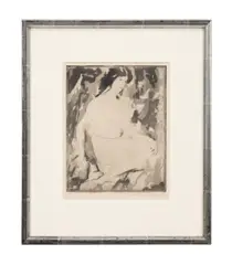 Untitled (Female Nude) by Arthur Bowen Davies, etching on paper, sold Apr 2024
