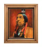 Untitled (Native American Portrait) by Don Taylor, 1980, oil on canvas, sold Apr 2024
