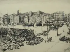 Untitled by Henry Rushbury, drypoint etching on paper "The Old Port, sold Jan 2019
