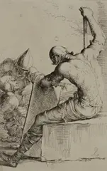 Untitled by Salvator Rosa, etching on paper "A Soldier Seen from Behind, sold Jan 2019
