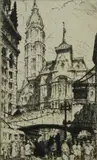 Untitled by Frederick Robbins, drypoint etching on paper "15th and Market Streets, offered Jan 2019