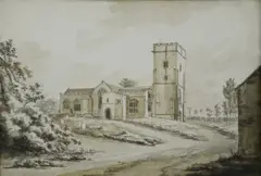 Untitled by Hendrik-Frans De Cort, graphite and wash painting St. Pauls Church, sold Jan 2019