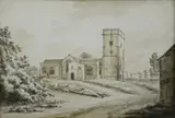 Untitled by Hendrik-Frans De Cort, graphite and wash painting St. Pauls Church, sold Jan 2019