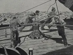 Untitled by Charles E. Pont, woodcut on paper "Heave Up", sold Jan 2019