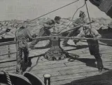 Untitled by Charles E. Pont, woodcut on paper "Heave Up", sold Jan 2019