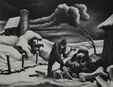 Untitled by Thomas Hart Benton, lithograph on paper "The Woodpile", sold Jan 2019