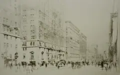 Untitled by William Walcot, 1923, drypoint etching on paper "Park Avenue", sold Jan 2019