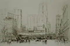 Untitled by William Walcot, 1923, drypoint etching on paper "Forty-Second Street", sold Jan 2019