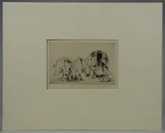 Untitled by Auguste Brouet, etching on paper "Les Trois Roulottes", sold Jan 2019